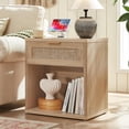 thumbnail image 5 of Leyaoyao Rattan Nightstand with Charging Station Boho Adult Bedside Table with Drawers, Natural Oak, 5 of 7