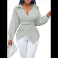 thumbnail image 1 of Blusa de Verano para Mujer, , con Rayas y Botones en la Parte Delantera, de Larga. Verde XXL, 1 of 6