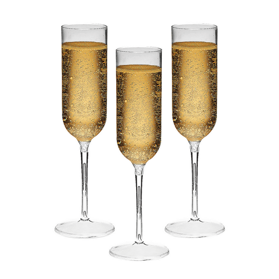 Clear Plastic Champagne Flutes - 25 Ct., Birthday, Party Supplies, 25 Pieces