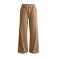 thumbnail image 4 of Tqcoqu Women's Wide Leg High Waist Sweatpants, Casual Straight Leg Drawstring Elastic Waist Long Jogger Pants with Pockets For Winter, 4 of 7