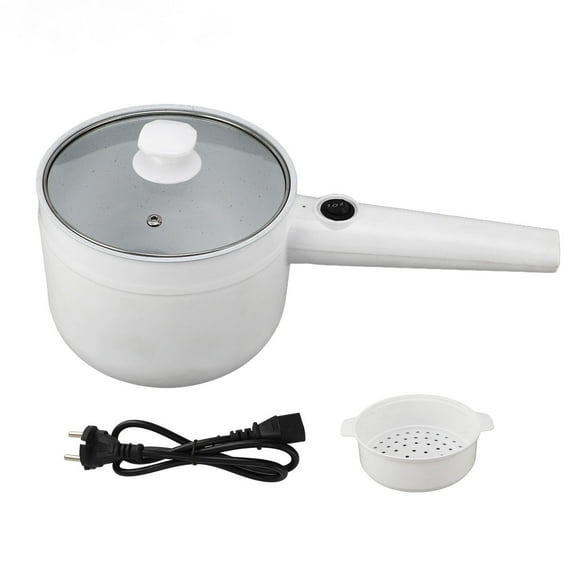 Electric Cooking Pot 1.8L Mini Multifunctional Anti Stick 2 Speed Adjustable 600W with Steam Basket Electric Ramen Cooker for Steak Egg Soup EU Plug 220V
