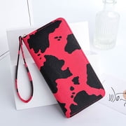 Aellinatey Stylish Cow Print Handheld Wallet PU Card Holder Purse for Fashionable Women