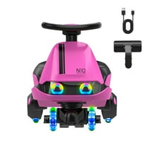 FanttikRide N10 Classic Electric Wiggle Car with Pedal, Type-C Rechargeable Battery, One-Click Detachable Mop, GlideWiz, Anti-Rollover, Flashing Wheels, Bluetooth, for Ages 3 and Up, 150 Lbs, Pink