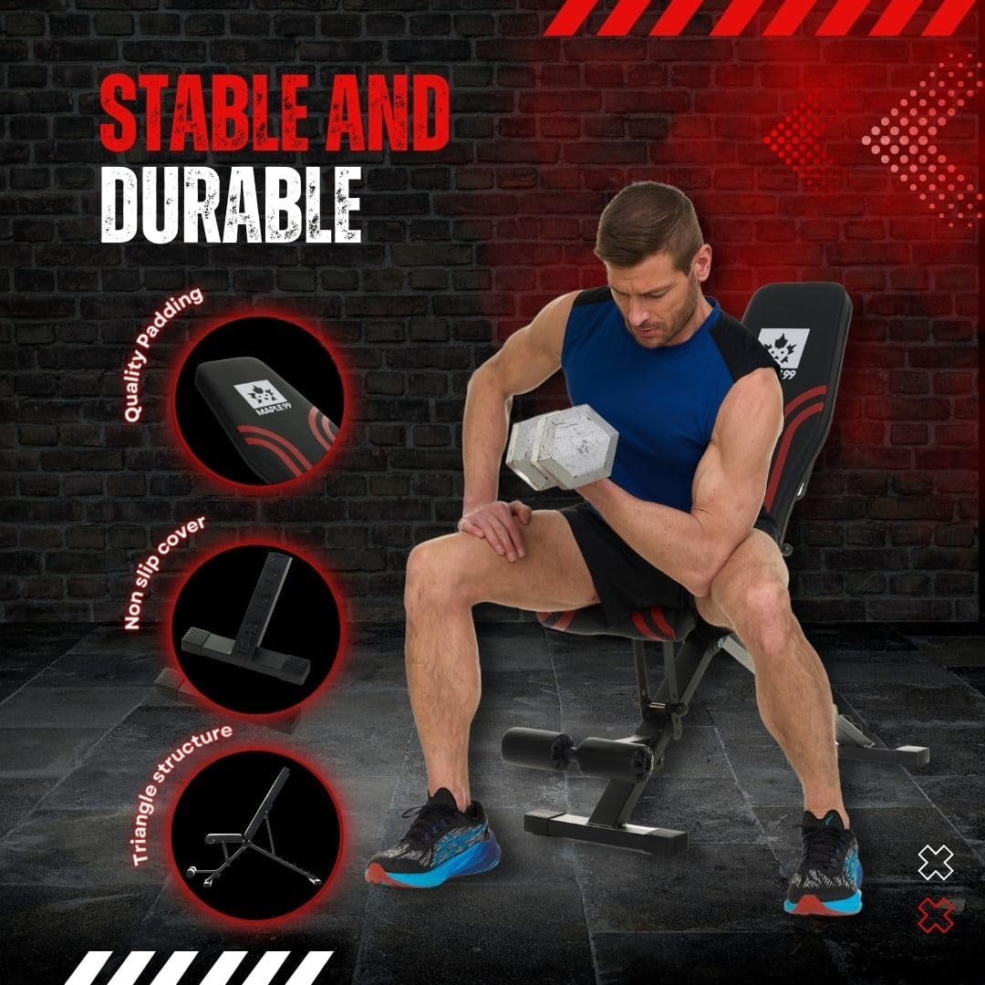 Maple99 Adjustable Weight Bench - Professional Grade Fitness Equipment, 16 x 42.5 x 13.5 Inches