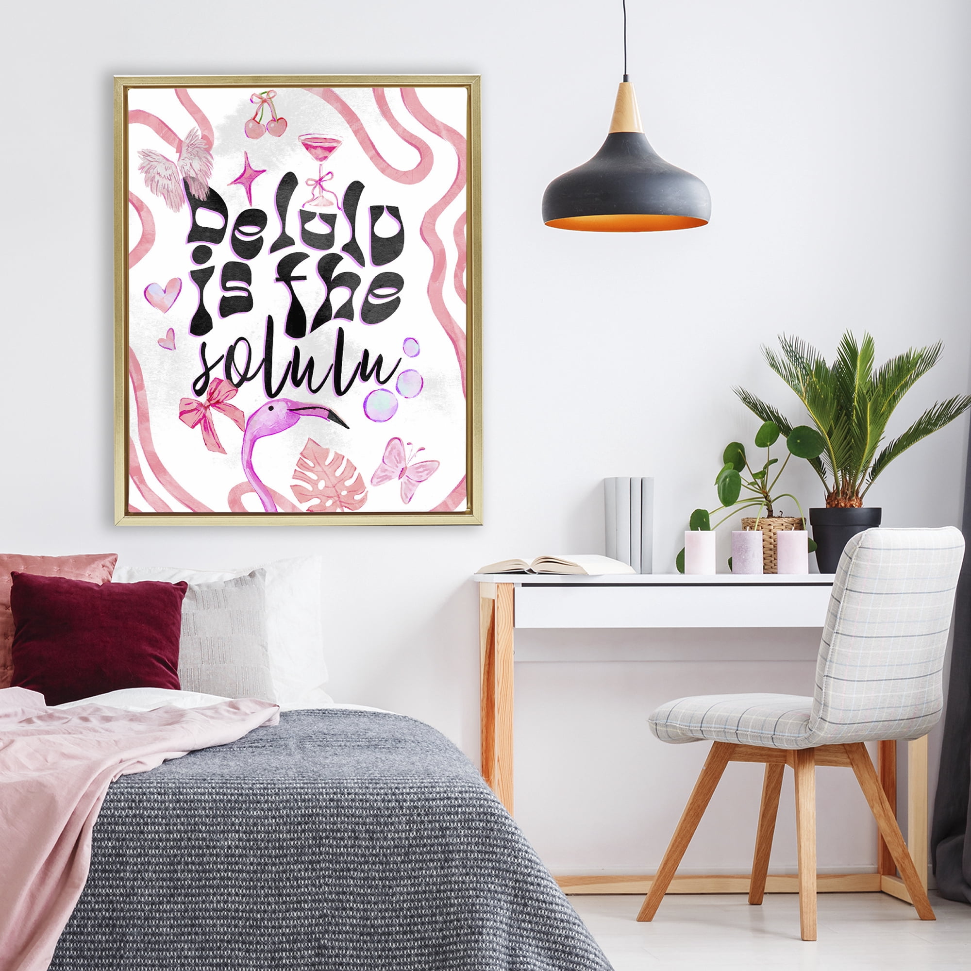 Stupell Industries Delulu Is The Solulu Gold Framed Floater Canvas Wall Art, design by Ziwei Li
