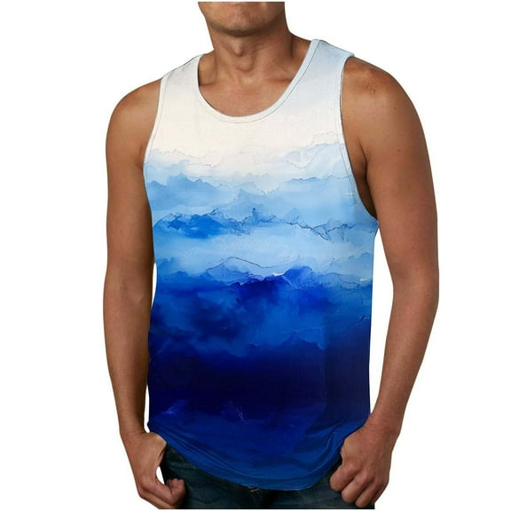 ALLLIST Sleeveless Men's Tank Tops Summer White Pullover Casual Tie Dye Undershirts for Men Size S-4XL