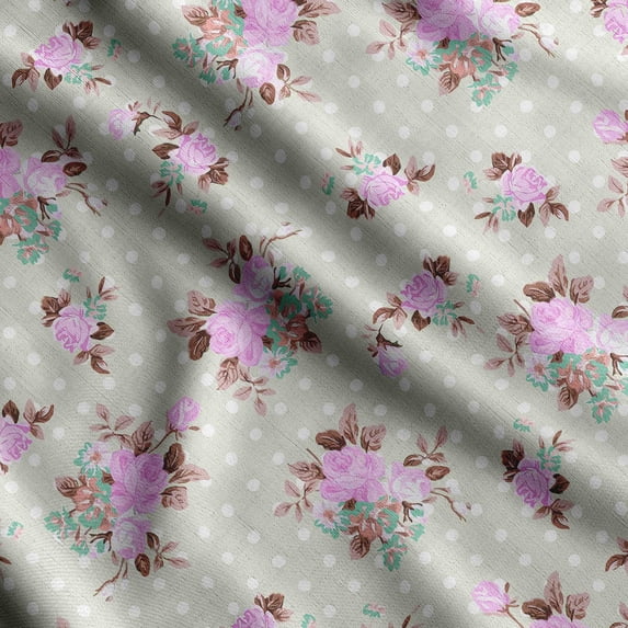 Soimoi Floral Vintage Print Silk Fabric Decor Sewing Fabric By The Yard 42 Inch WideDecorative Fabric For Shirts Suits Ties Green