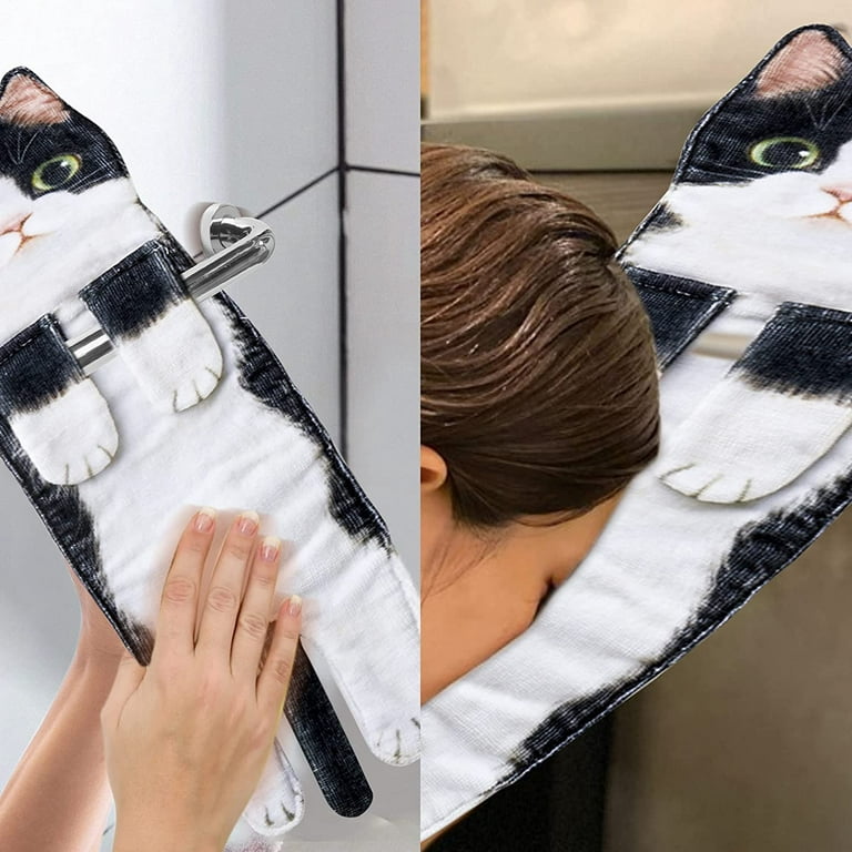 Cat Funny Hand Towels for Bathroom Kitchen - Cute Decorative Cat Decor  Hanging Washcloths Face Towels Super Absorbent Soft- Housewarming Gift for  Cat Lovers - Gray 