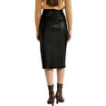 thumbnail image 3 of INSPIRE CHIC Women's Elegant PU Leather High Waist Side Slit Midi Skirt, 3 of 5