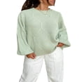 thumbnail image 1 of Women Loose Knit Sweater Solid Color Long Sleeve Winter Pullovers, 1 of 7