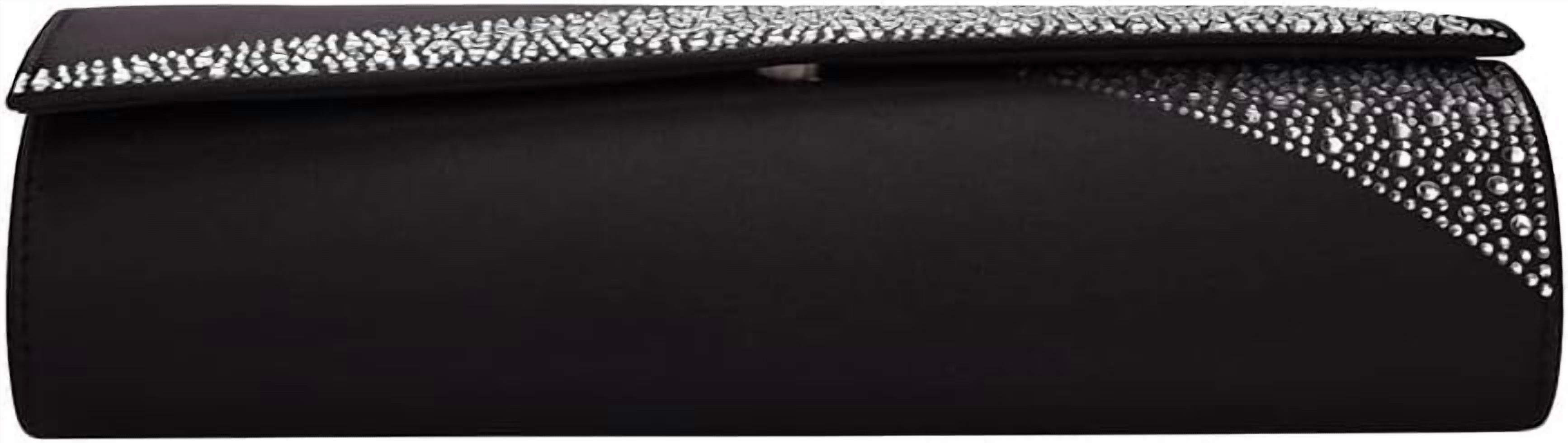 Women Satin Rhinestones Evening Bags Prom Bridal Clutch Purse Cross Body With Detachable Chain Strap