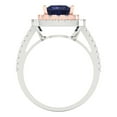 thumbnail image 4 of 2.07 ct Princess Cut Simulated Blue Sapphire with Simulated Diamond Halo Accents 18K White/Rose Gold Womens Engagement Ring, 4 of 5