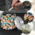 thumbnail image 4 of Yayeee Ashtray with Lid for Cigarette Smokeless Stainless Steel Home Ash Holder, Colorful Clover Pattern, 4 of 7