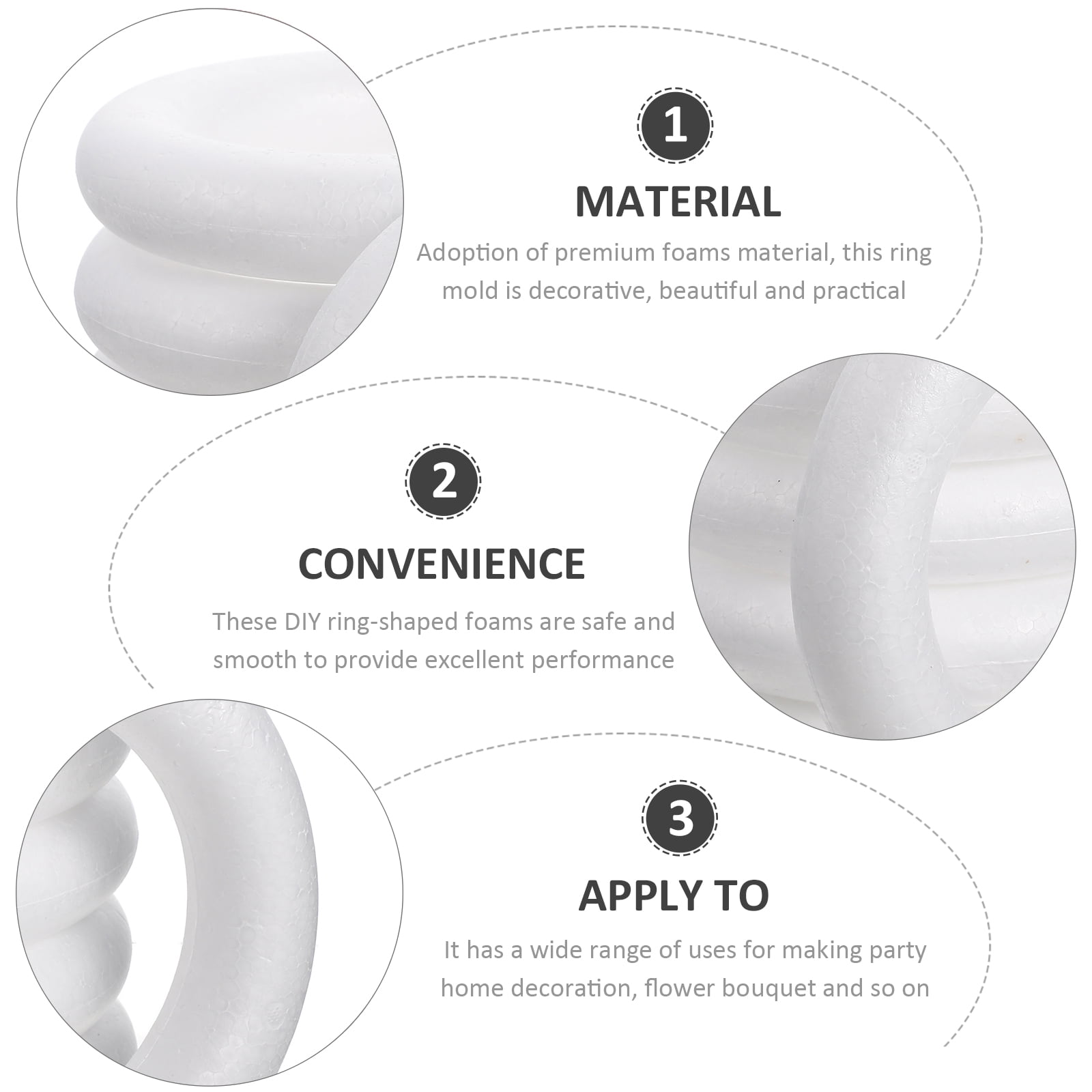 2 Count Polystyrene Wreaths Rings Foam Garland Wedding Decor Child
