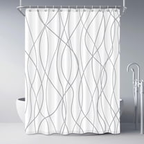 Fabric Shower Curtain Grey and White Striped for Bathroom with 12 Hooks, Extra Long 84 Inches, Weighted Hem,Waterproof Bath Accessories Hotel Style - Machine Washable