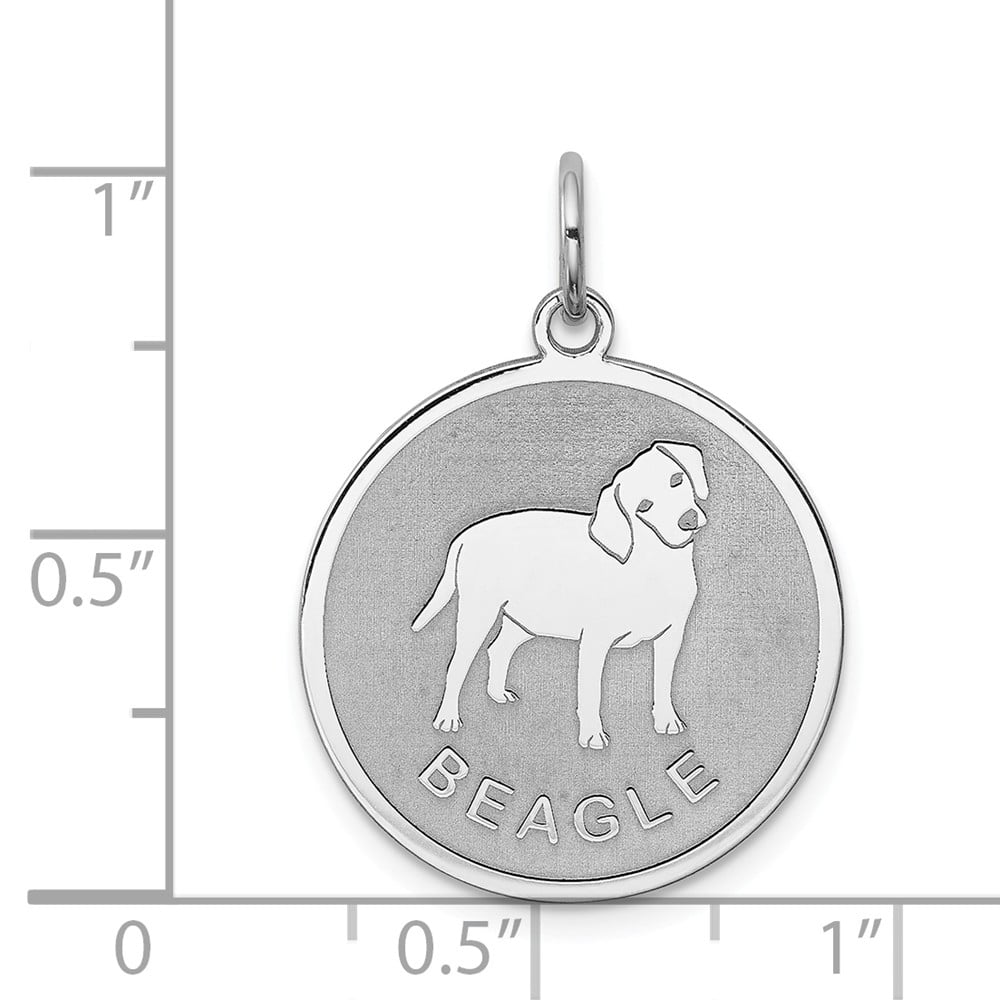 19mm x 26mm Solid 925 Sterling Silver Beagle Disc Pendant Charm