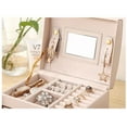 thumbnail image 4 of Jewelry Boxes for Women Girls, Jewelry Organizer Box with Mirror, 3 Layers Jewelry Storage Organizer for Earring, Ring, Necklace, Bracelets (Pink), 4 of 7