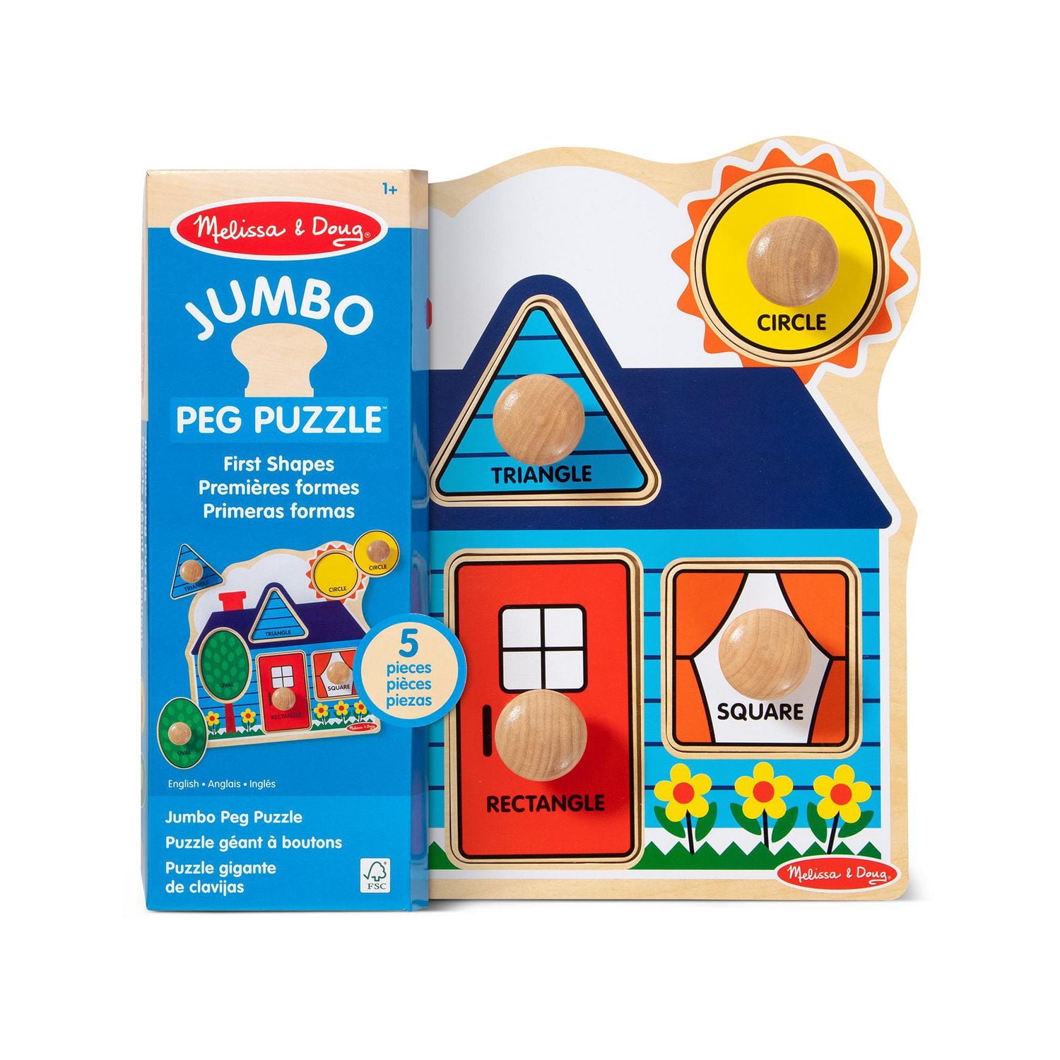 Melissa & Doug First Shapes Jumbo Peg Wooden Puzzle