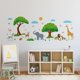 thumbnail image 3 of Calcomanía de pared de animales del bosque coloridos, jirafa, elefante, león, cebra, árbol, sol, nubes, arte de pared para habitación infantil, decoración de jardín de infancia, 3 of 9