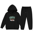 thumbnail image 5 of Gamivast Kids Christmas 2 Piece Outfits Cartoon Print Hooded Sweatshirt and Joggers Set Fleece Lined Pullover Warm Holiday Winter Tracksuit, 5 of 5