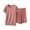Pink1, variant on Jalioing Women's Pajama Set Comfy Loose Short Set Casual Solid Color Short Sleeve Tops Shorts 2 Piece Lounge Outfits