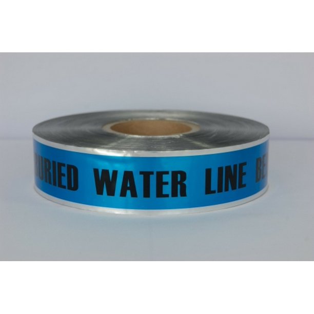 Detectable Underground Tape Caution Buried Water Line Below 2" X