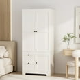 thumbnail image 2 of Armoire Wardrobe Closet, 71"H Modular Wooden Clothes Wardrobe Storage Cabinet with Hanging Rods, White, 2 of 9