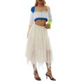 thumbnail image 4 of xiaxaixu Jupe en Maille Femme Robe Plissée à Taille Haute et Demi-Longueur Élastique, 4 of 9