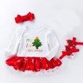 thumbnail image 2 of Baby Girls Long Sleeve Tutu Dress Set Snowflake Print Ruffle Hem Skirt with Bow Headband Festive Party Outfits, 2 of 5