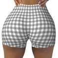 thumbnail image 2 of Uemuo Gray Checkboard Pattern Women Workout Impact Shorts Scrunch Butt Lifting Gym Shorts Seamless Booty Biker Shorts-Medium, 2 of 8