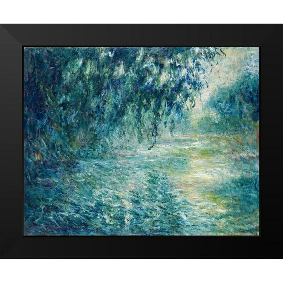 Monet, Claude 14x12 Black Modern Framed Museum Art Print Titled - Morning on the Seine 1898