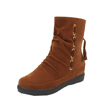 

Tepsmf Womens Winter Boots Autumn And Winter College Wind Increase In Women s Short Boots Wild Round Head Fringed Short Boots Student Boots