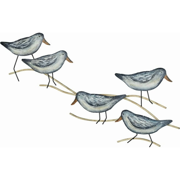 Shorebirds Metal Wall Sculpture | Handpainted Dark Blue, White, and Sand Coastal Hues | Charming Sandpiper Shore Bird Design | Beach Nature Themed Metal Wall Art for Indoor or Outdoor Year-Round Use