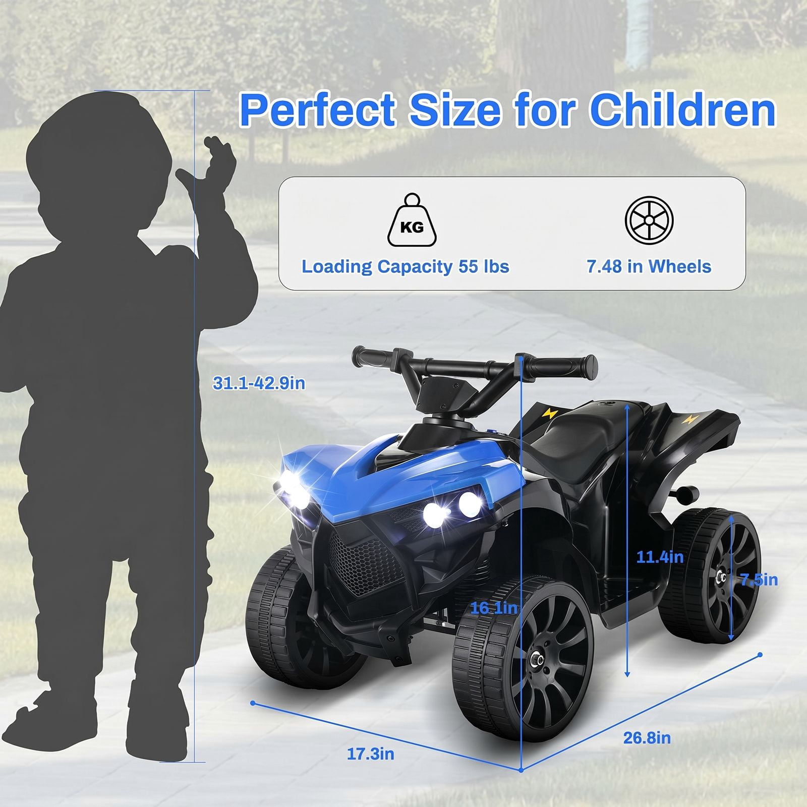 LAZY BUDDY 6V Powered Ride-on Toy for Kids, Toddler 4-Wheeler Quad ATV Play Car with 1.8mph Max Speed, for 2-4 Years Boys Girls