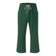 thumbnail image 4 of Tittly Plus Size Pants Baggy Pants Women High Waisted Wide Leg Pants Fashion Drawstring Elastic Trousers Comfy Straight Leg Long Pants With Pockets Baggy Pants Women Capri Pants for Women Green M, 4 of 5