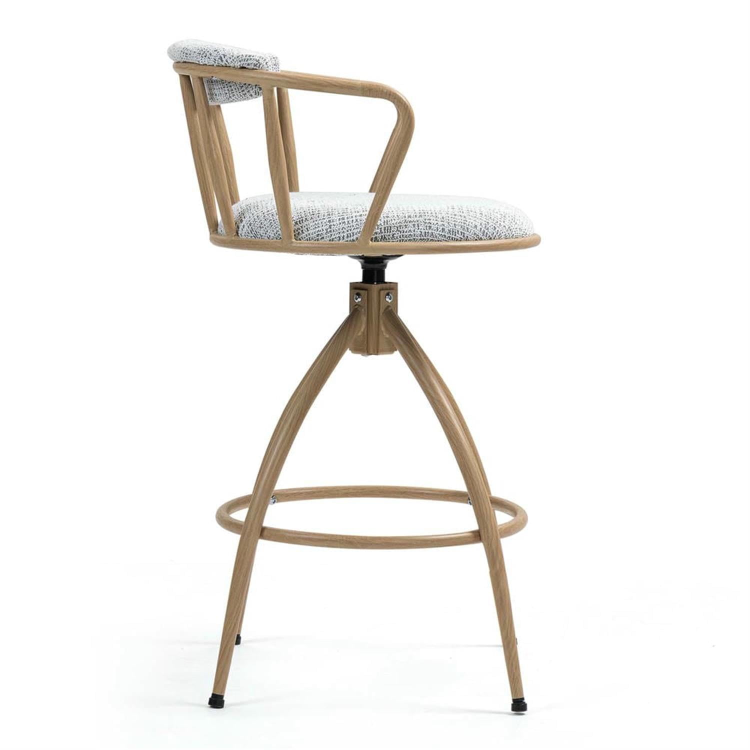 Demi Bonn 34" Counter Height Bar Stools Set of 2, Fabric Cover Swivel Barstools with Back, Kitchen Island Countertop Chairs for Dining Room, Beige