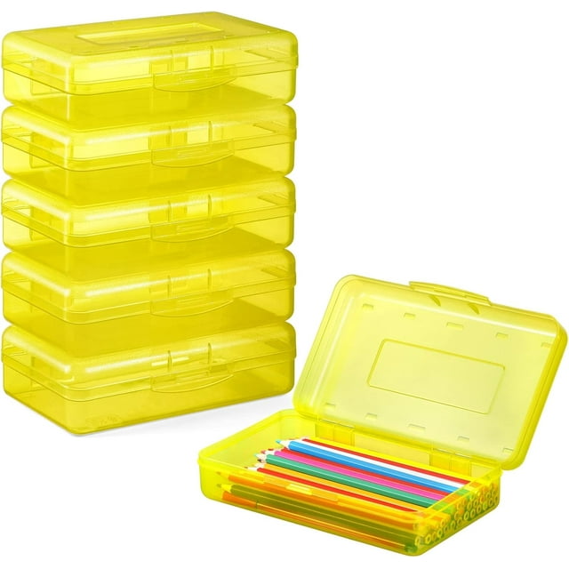 Uiz Merueh Trousse à Crayons pour Enfants à Moins de 5 $, Grande Capacité, Trousse Transparente, 1 Paquet de Trousse Rigide, Boîte à Crayons Transparente avec Couvercle à Pression, Conception Empilable, Boîte de Rangement en Plastique pour Fournitures de Bureau