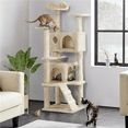 SmileMart 62''H Double Condo Cat Tree with Scratching Post Tower, Beige