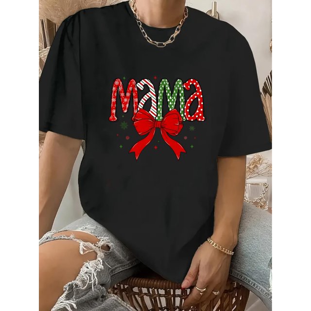 T-Shirt à Imprimé Géométrique Vintage pour Femmes - Polyester Doux, Col Rond, Manches Courtes, Lavable en Machine - Parfait pour l'Été, Décontracté, Col Rond Fête des Pères, Fête des Mères, Nouvel An, Printemps