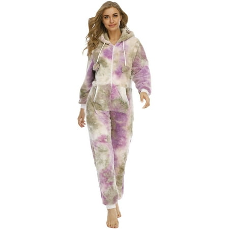 

Tangnade Jumpsuit For Women Plus Size Womens Fleece Pajamas Sleepwear Christmas Pajamas Hooded Rompers Clubwear Nightwear Plush Onesie Stylish Clothing