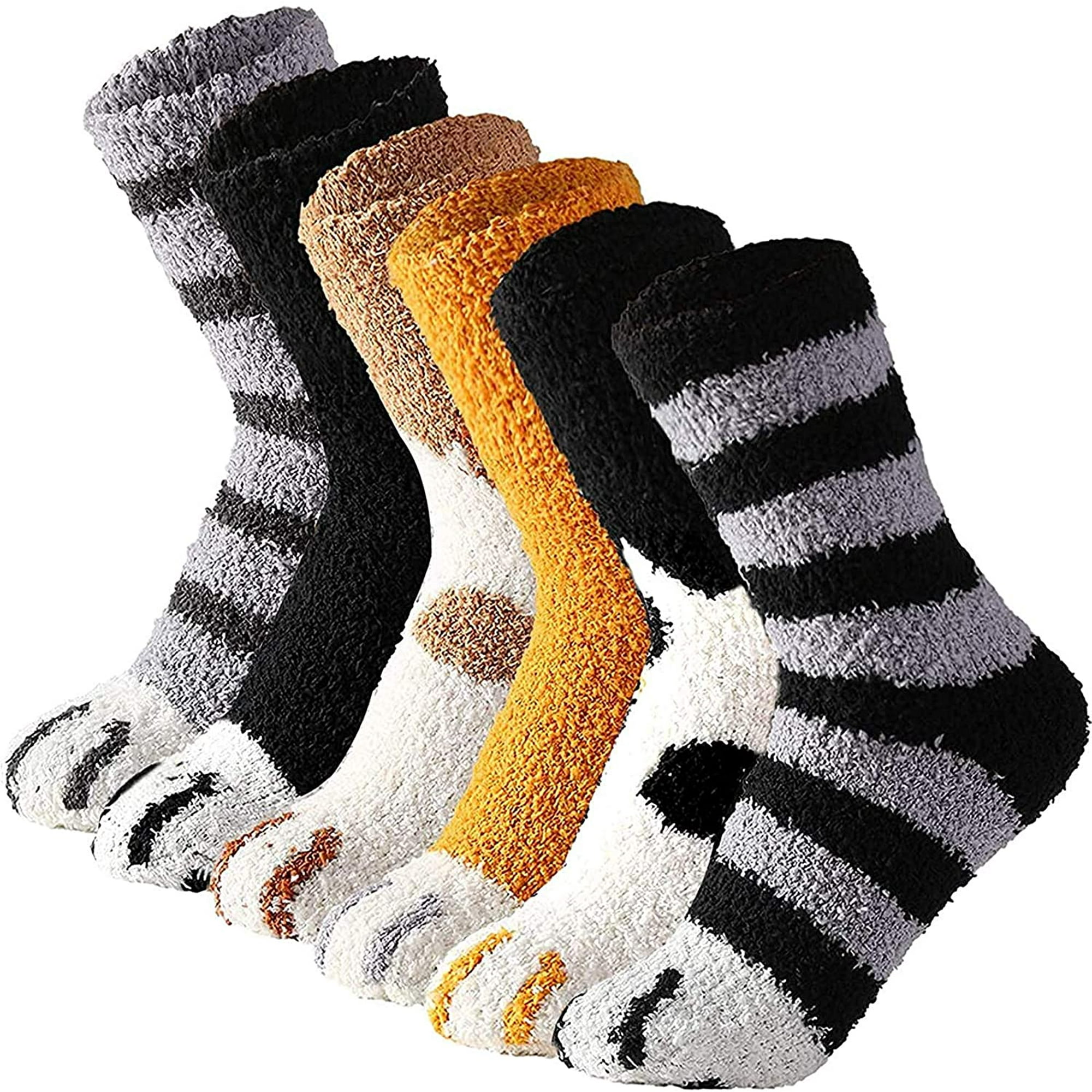 piano The other day Compress Cat Paw Socks, 6 Pairs Cute Cat Claw Slipper Socks, Women Winter Soft Fuzzy  Cozy Plush Sock | Walmart Canada