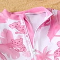thumbnail image 5 of WhouRiu Swimsuit for Toddler Girls' Long Sleeve Tropical Print Zipper Rash Guard Kids Board Seaside Beachwear Bathing Suit Pink,Size 2-3 Y, 5 of 6