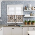 thumbnail image 6 of Half Window Curtains 24 Inches Long, Boho Chic Ethnic Window Treatment Curtain Drapes, Orange Blue Vintage Tribes Short Curtains Tiers for Kitchen Over Sink, 27.5"x24", 2 Panels, 6 of 7