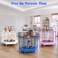 thumbnail image 3 of 60" Mini Trampoline for Kids with Safety Enclosure Net, SHINPT Indoor & Outdoor Trampoline with Adjustable Gymnastics Bars and Rust-Resistant Steel Frame, Small Trampoline for Boys & Girls, 3 of 9