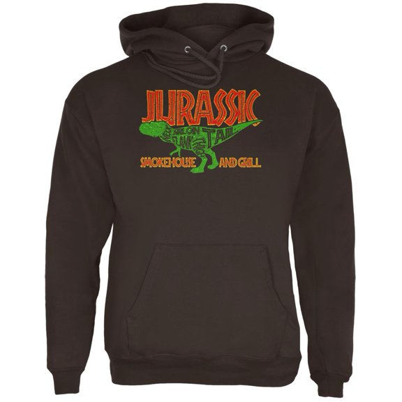 Jurassic Smokehouse and Grill Mens Hoodie Brown 2XL