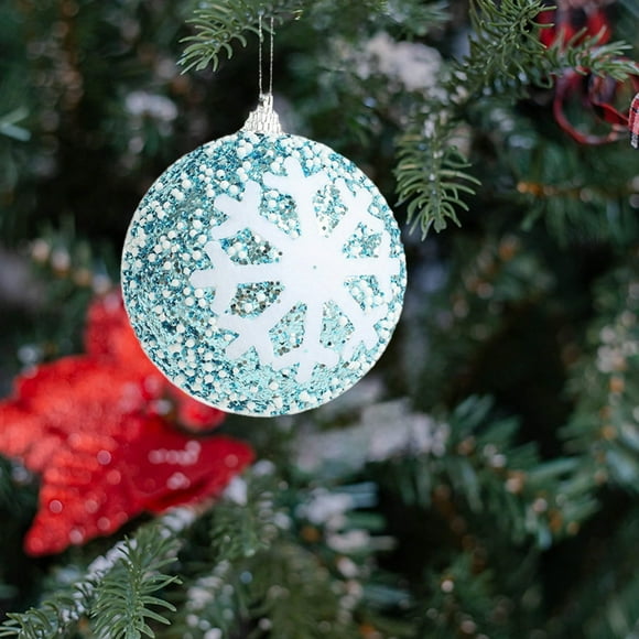 Clearance Winter Ball Ornaments Snowflake Ball Tree Ornament Royal Snowflake Sequin Fabric Wrapped Decorative Miniature Christmas Ornaments Hanging Tree Decorations for Tree