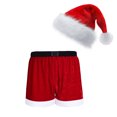 thumbnail image 1 of CHICTRY Ensemble de Noël pour Hommes Tenues de Père Noël 2 Pcs Boxeurs Rouges Shorts de Vacances avec Chapeau E Rouge G, 1 of 7