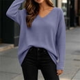 thumbnail image 3 of Bnwani Plus Size Long Sleeve Blouses for Women Waffle Pattern Loose Shirts Long Sleeve V-Neck Pullover Tops Elegant Purple S, 3 of 9