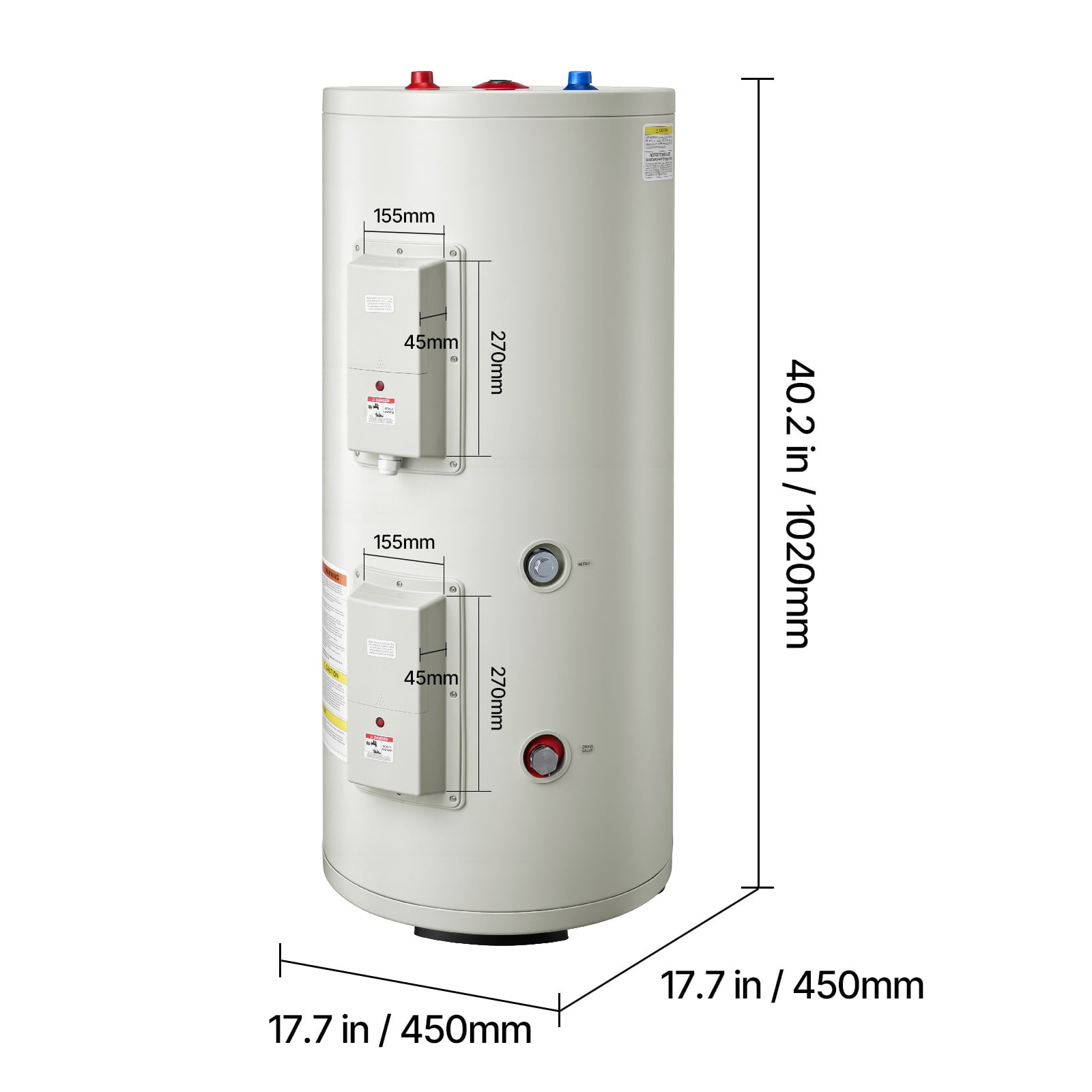 KFFKFF 30 Gallon Electric Tank Water Heater, 5000W Point-of-Use Hot Water System with LED Display, Knob Control, Top Outlet, 240V with T&P Valve for Homes and Small Businesses, Gray