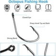 thumbnail image 6 of 100pcs Circle Hooks Saltwater High Carbon Steel Offset Fish Hooks Catfish Hooks Octopus J Hooks for Striped Bass Freshwater Saltwater Fishing, 6 of 6